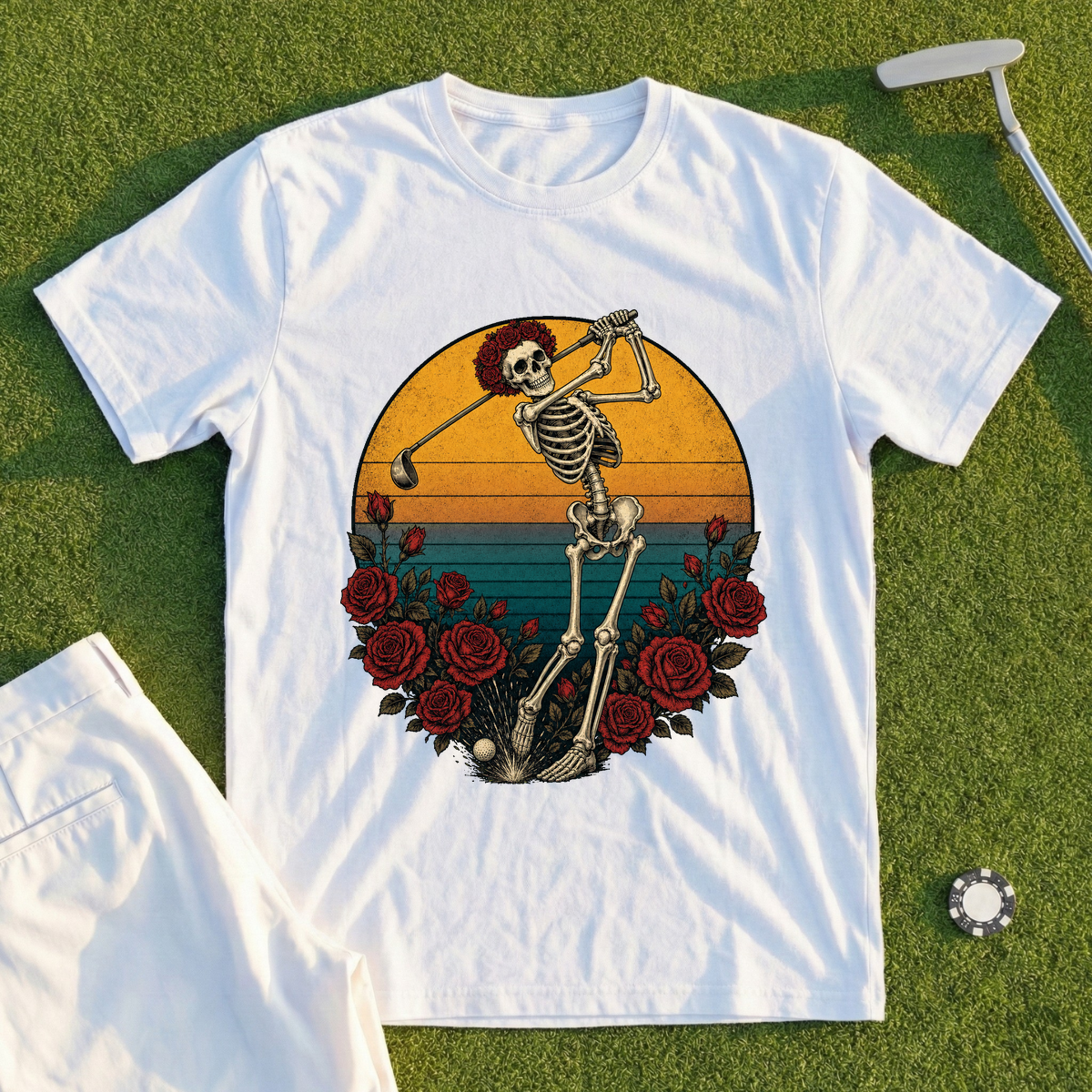 Skeleton Swing Sunset Tee