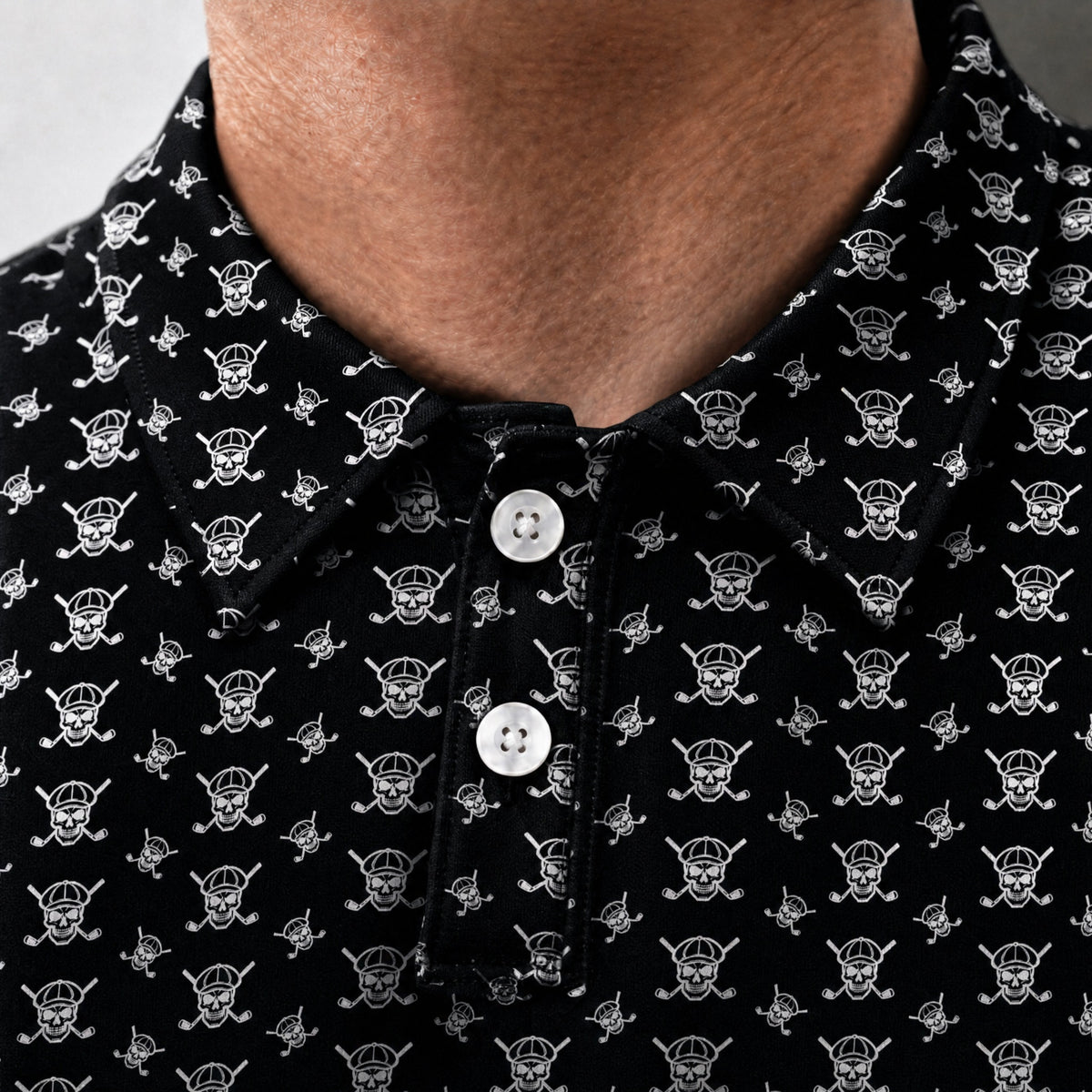 Skull And Cross Clubs Performance Print Polo