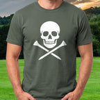 Skull & Cross Tees Tee worn on the golf course, Military Green