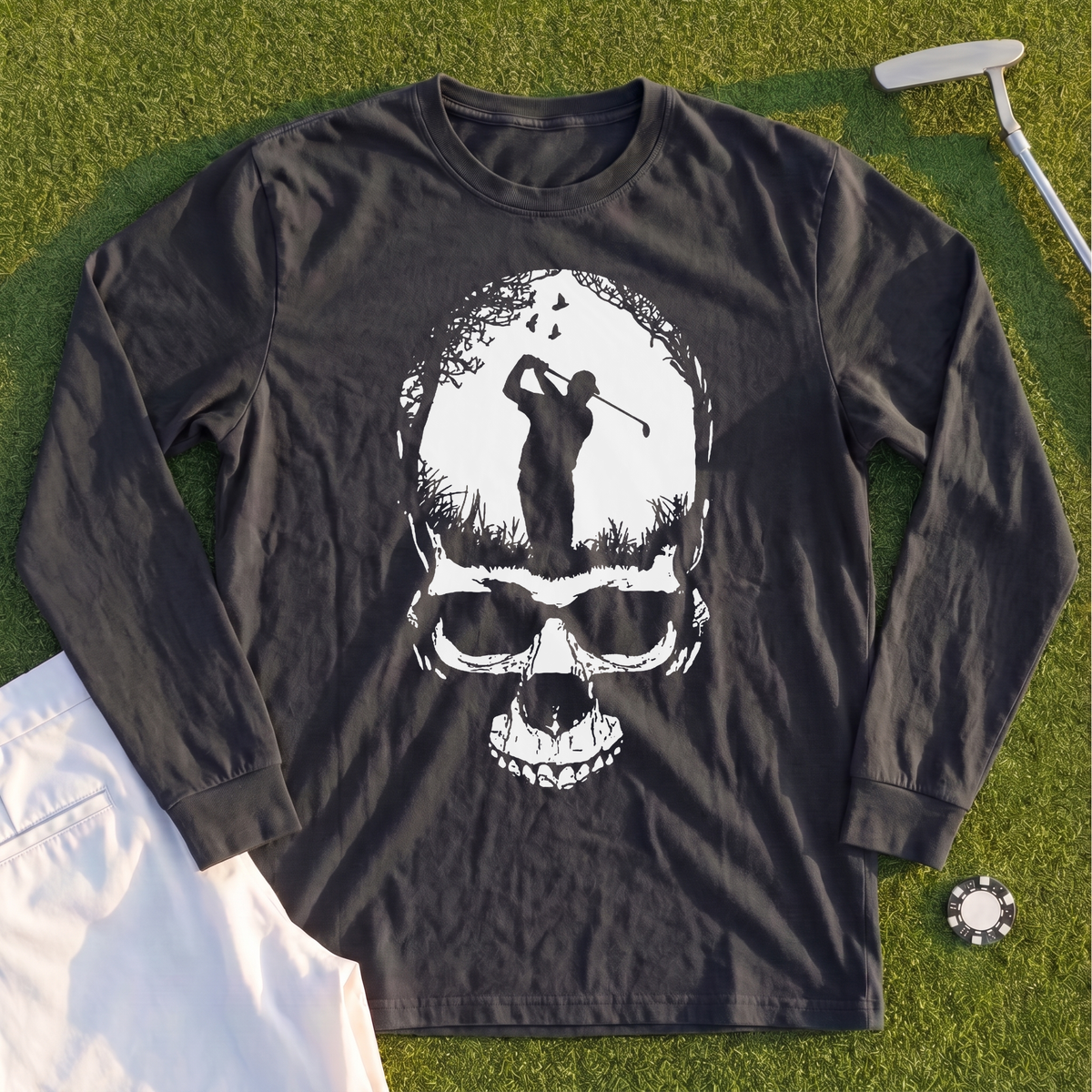 Skull Silhouette Long Sleeve Tee