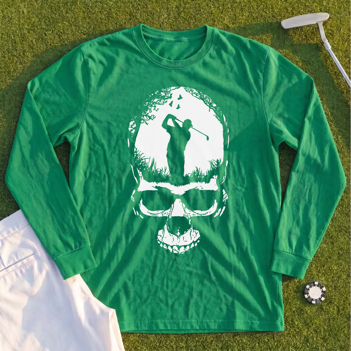 Skull Silhouette Long Sleeve Tee