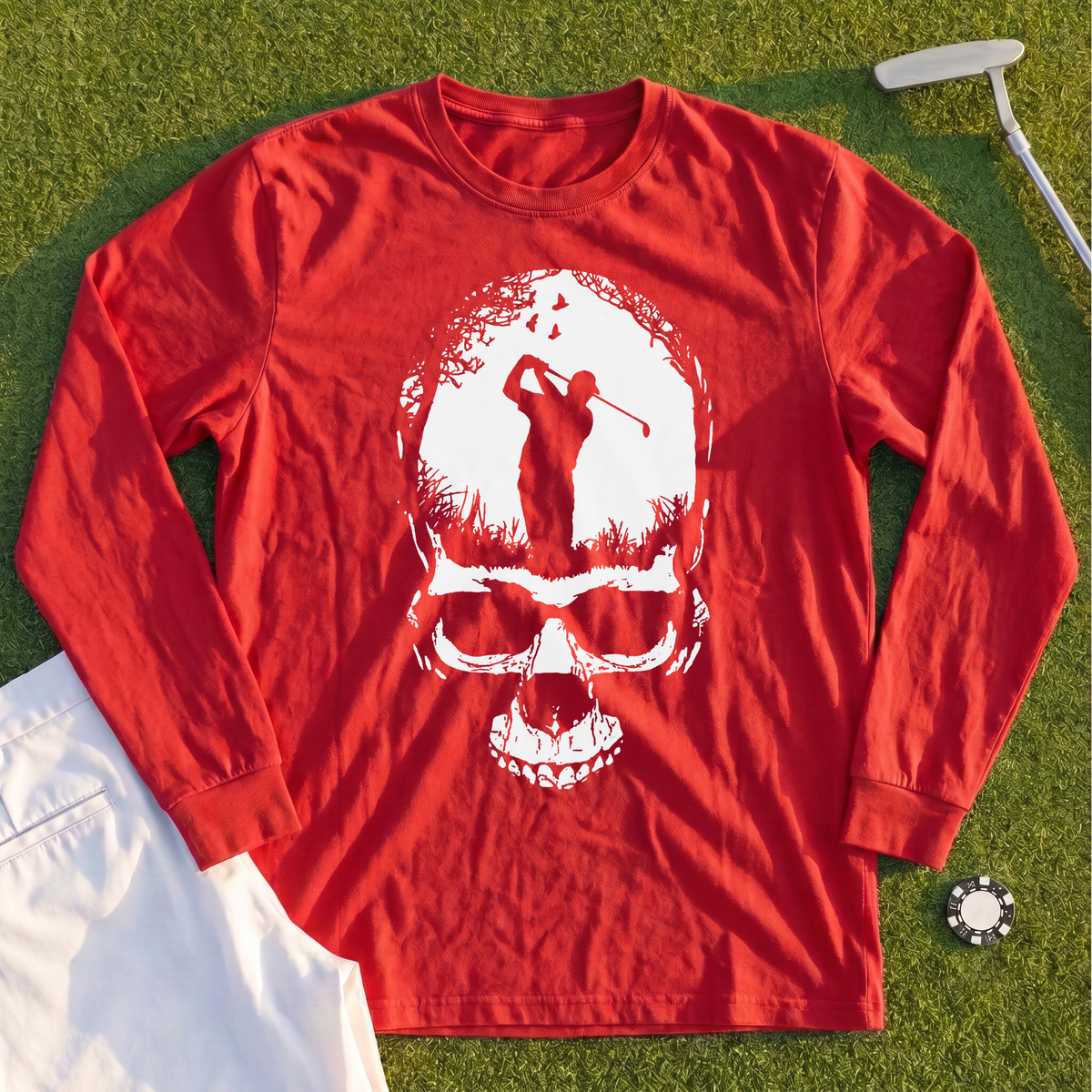 Skull Silhouette Long Sleeve Tee