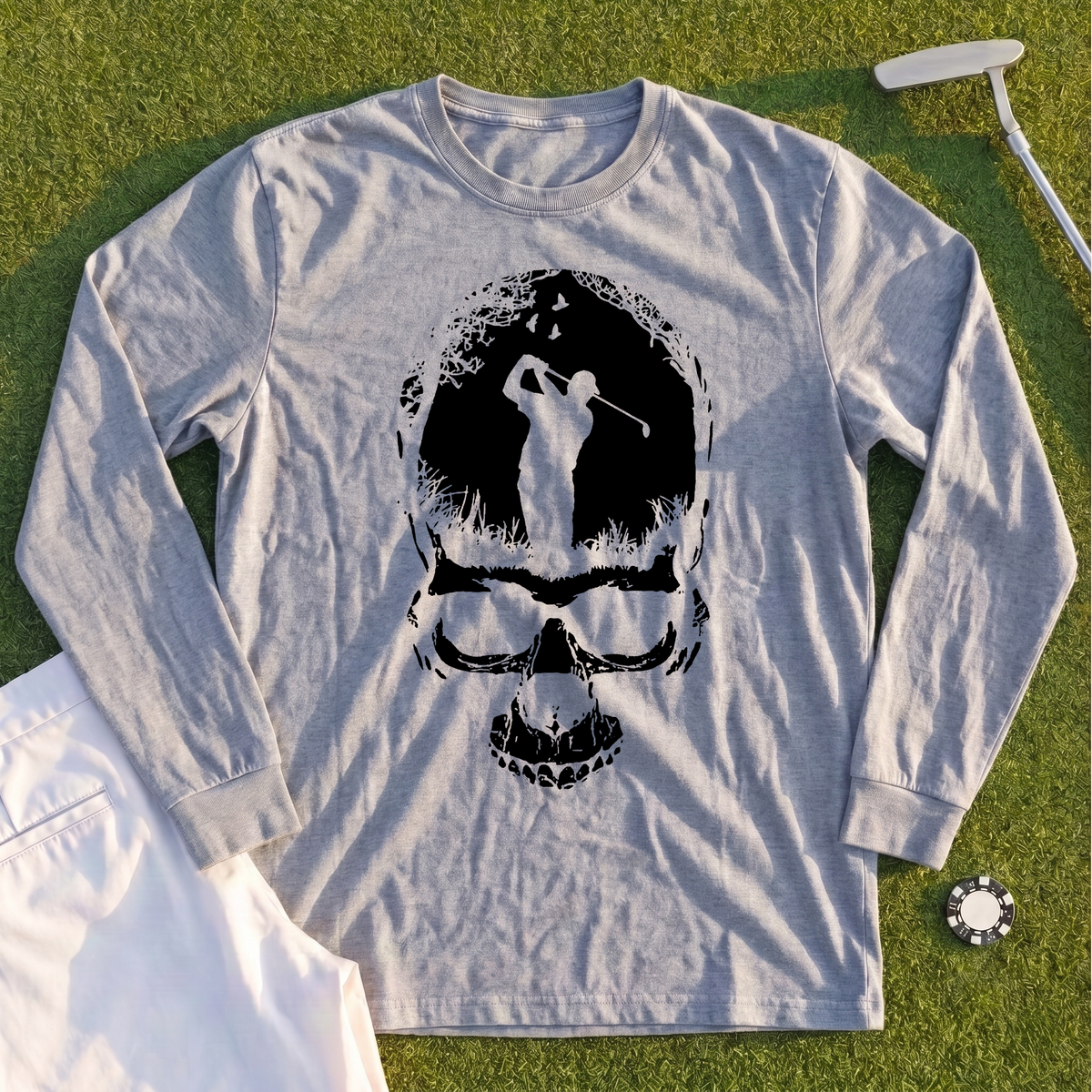 Skull Silhouette Long Sleeve Tee