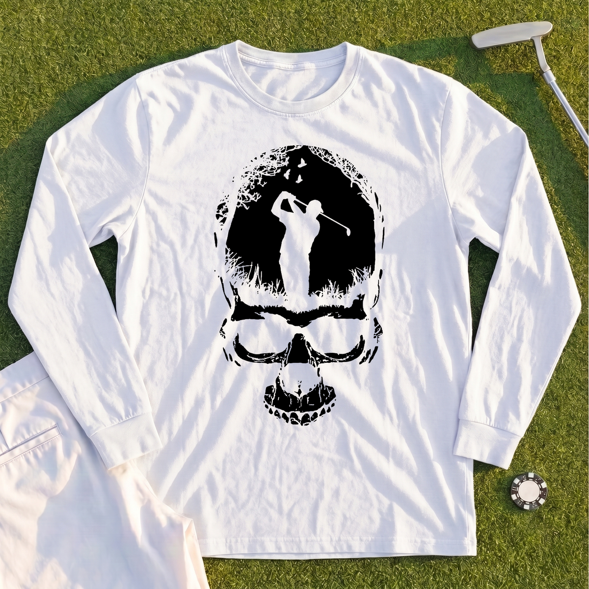 Skull Silhouette Long Sleeve Tee