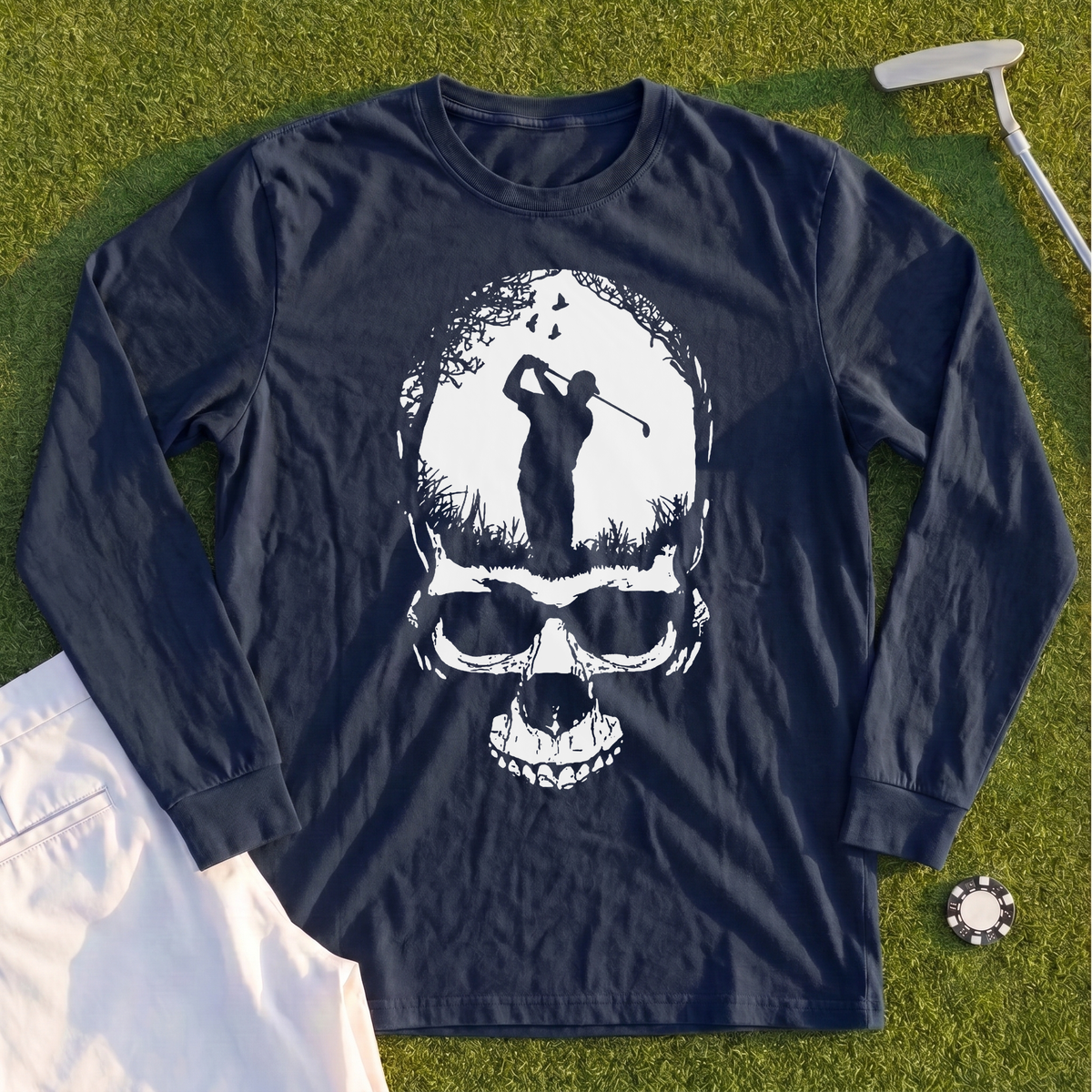 Skull Silhouette Long Sleeve Tee