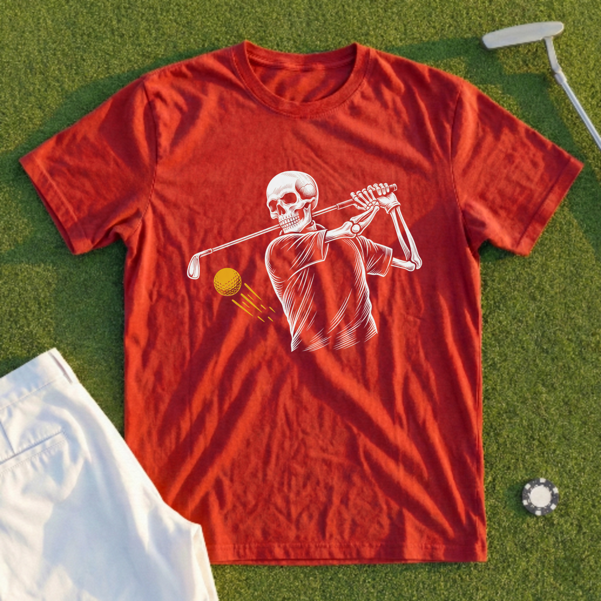 Skull Silhouette, Mid-Swing Engraving Tee