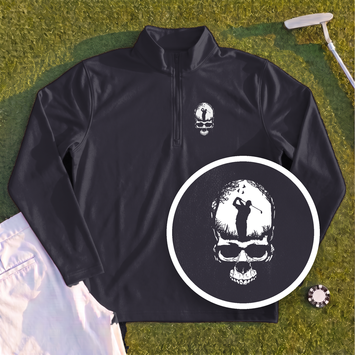 Skull Silhouette Quarter Zip
