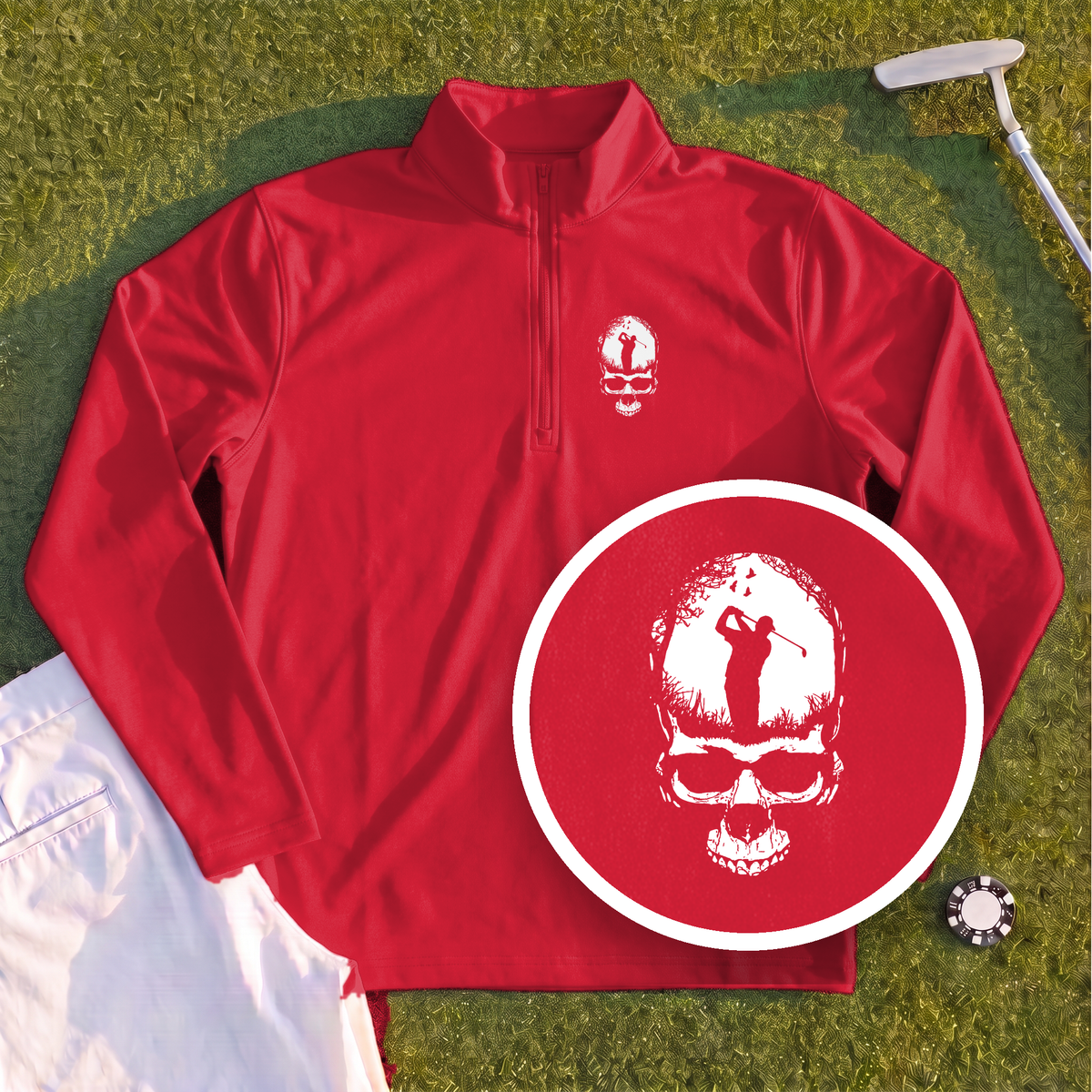 Skull Silhouette Quarter Zip