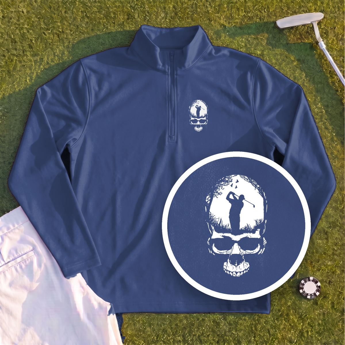 Skull Silhouette Quarter Zip