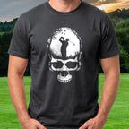Skull Silhouette Tee worn on the golf course, Black