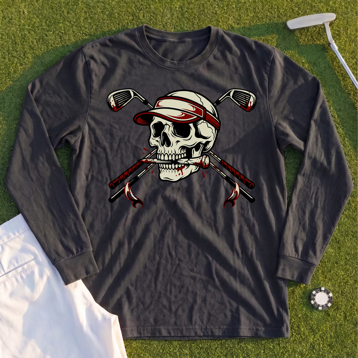 Skull and Cross Clubs Color Long Sleeve Tee