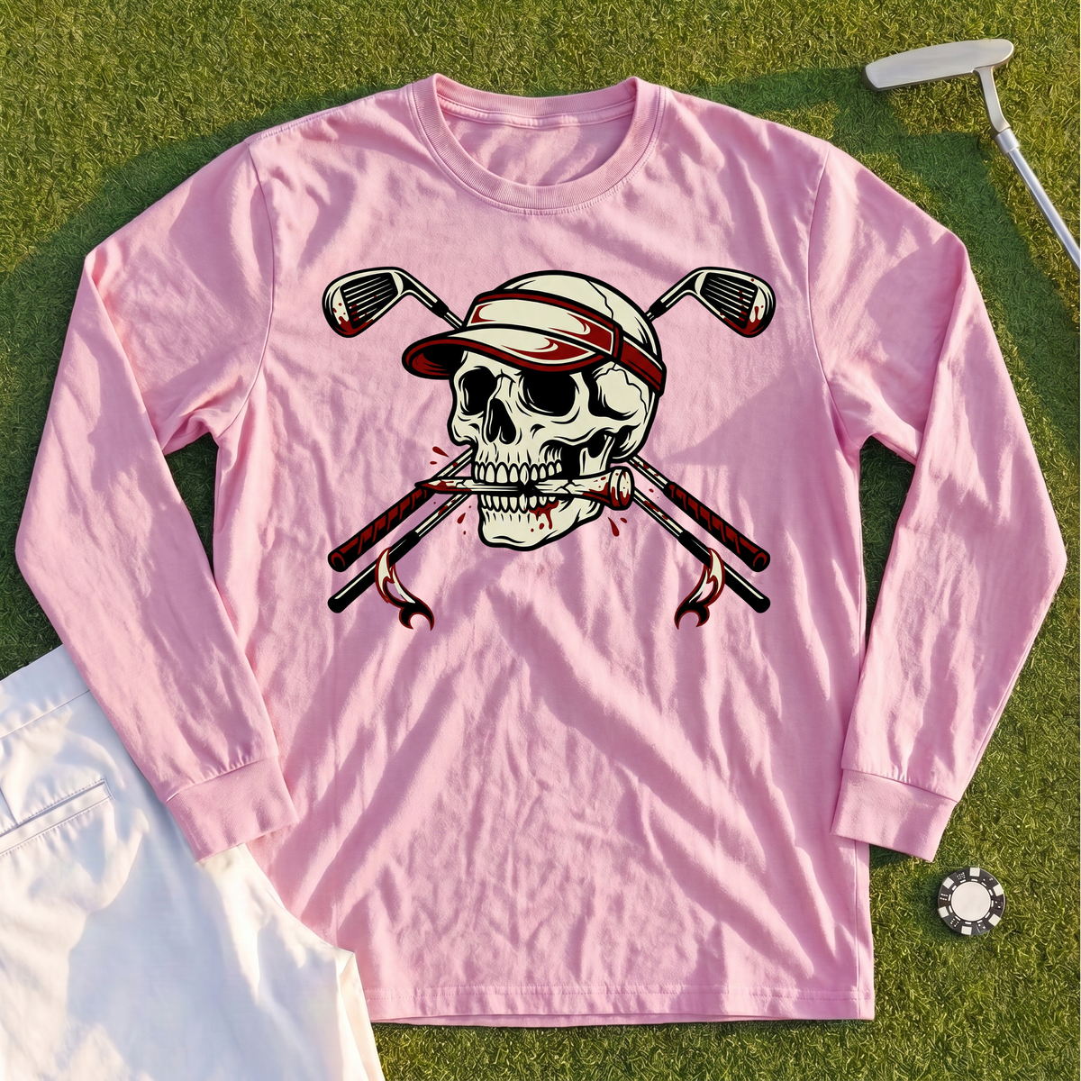 Skull and Cross Clubs Color Long Sleeve Tee