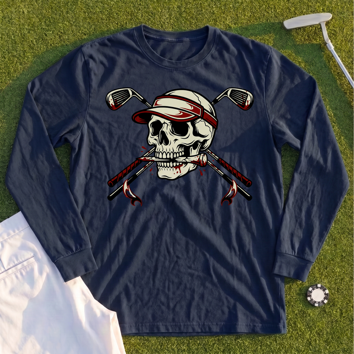 Skull and Cross Clubs Color Long Sleeve Tee