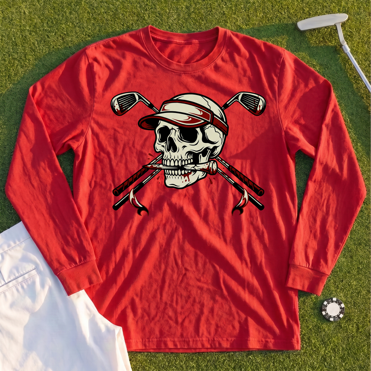 Skull and Cross Clubs Color Long Sleeve Tee