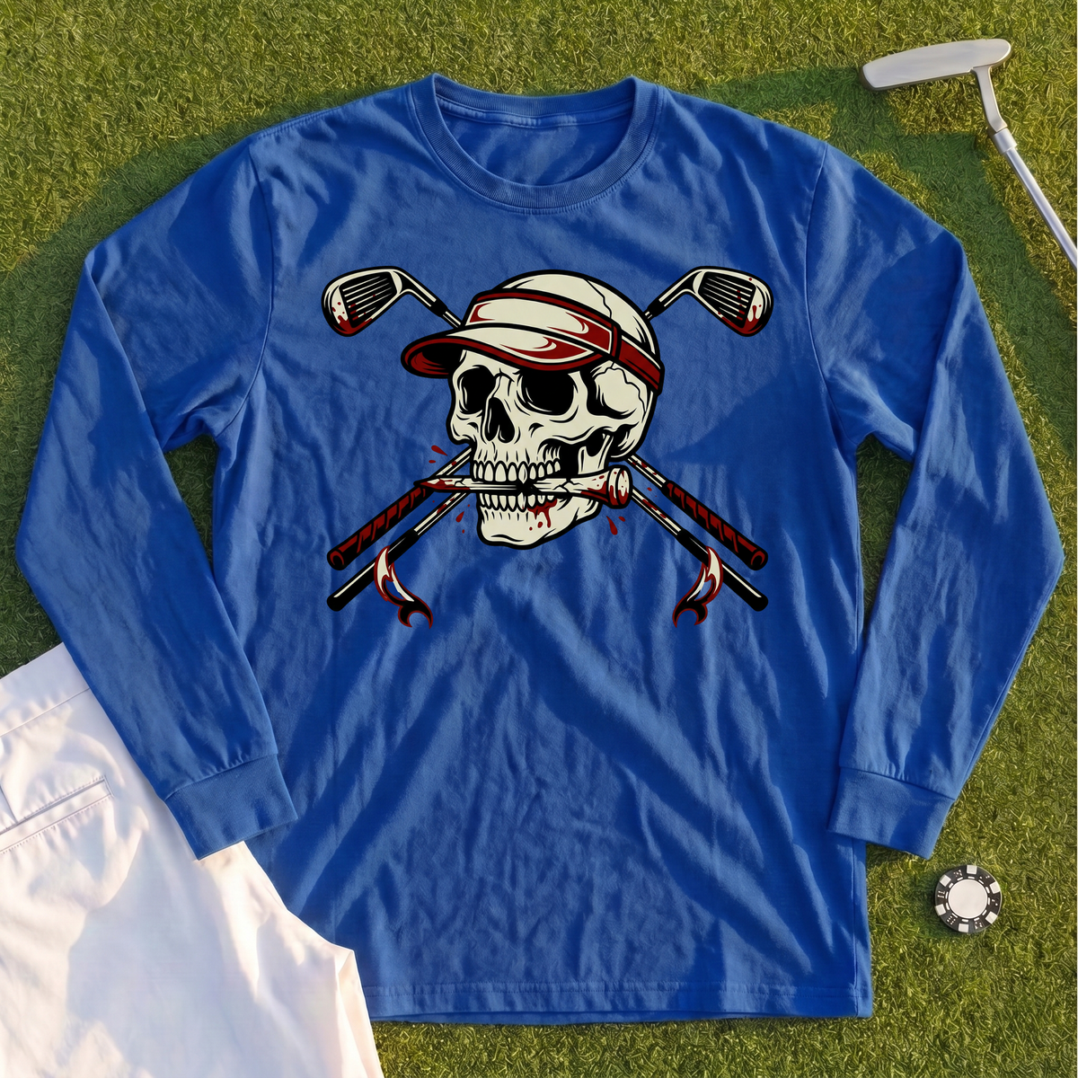 Skull and Cross Clubs Color Long Sleeve Tee