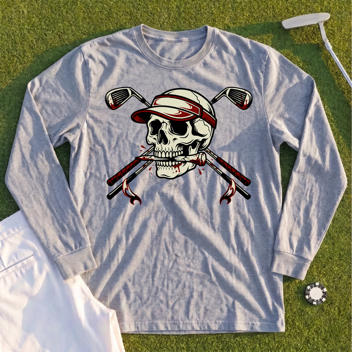 Skull and Cross Clubs Color Long Sleeve Tee