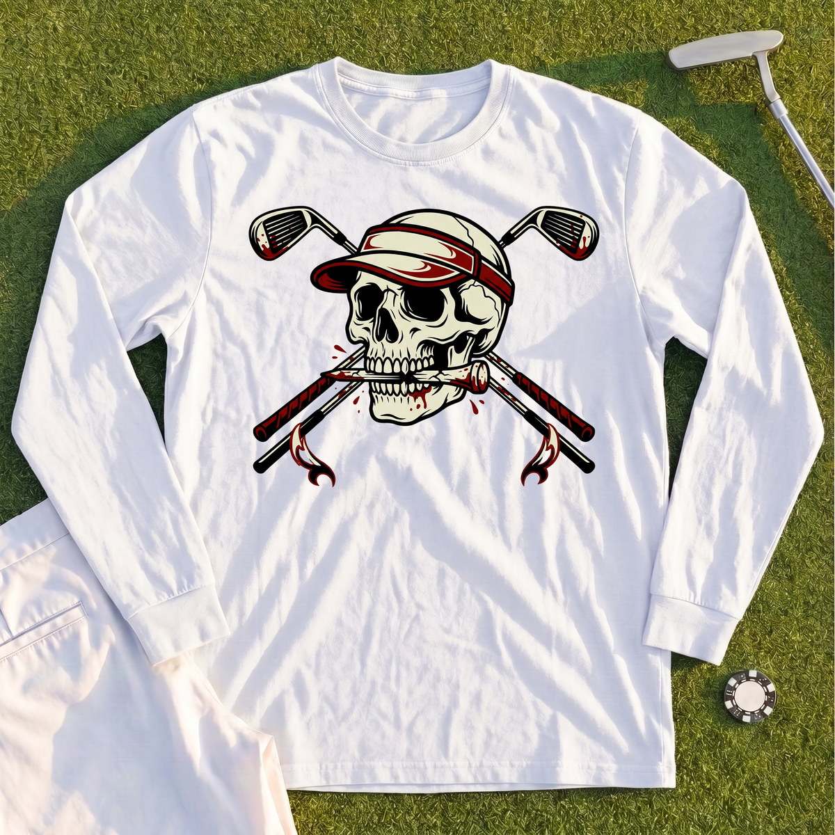 Skull and Cross Clubs Color Long Sleeve Tee