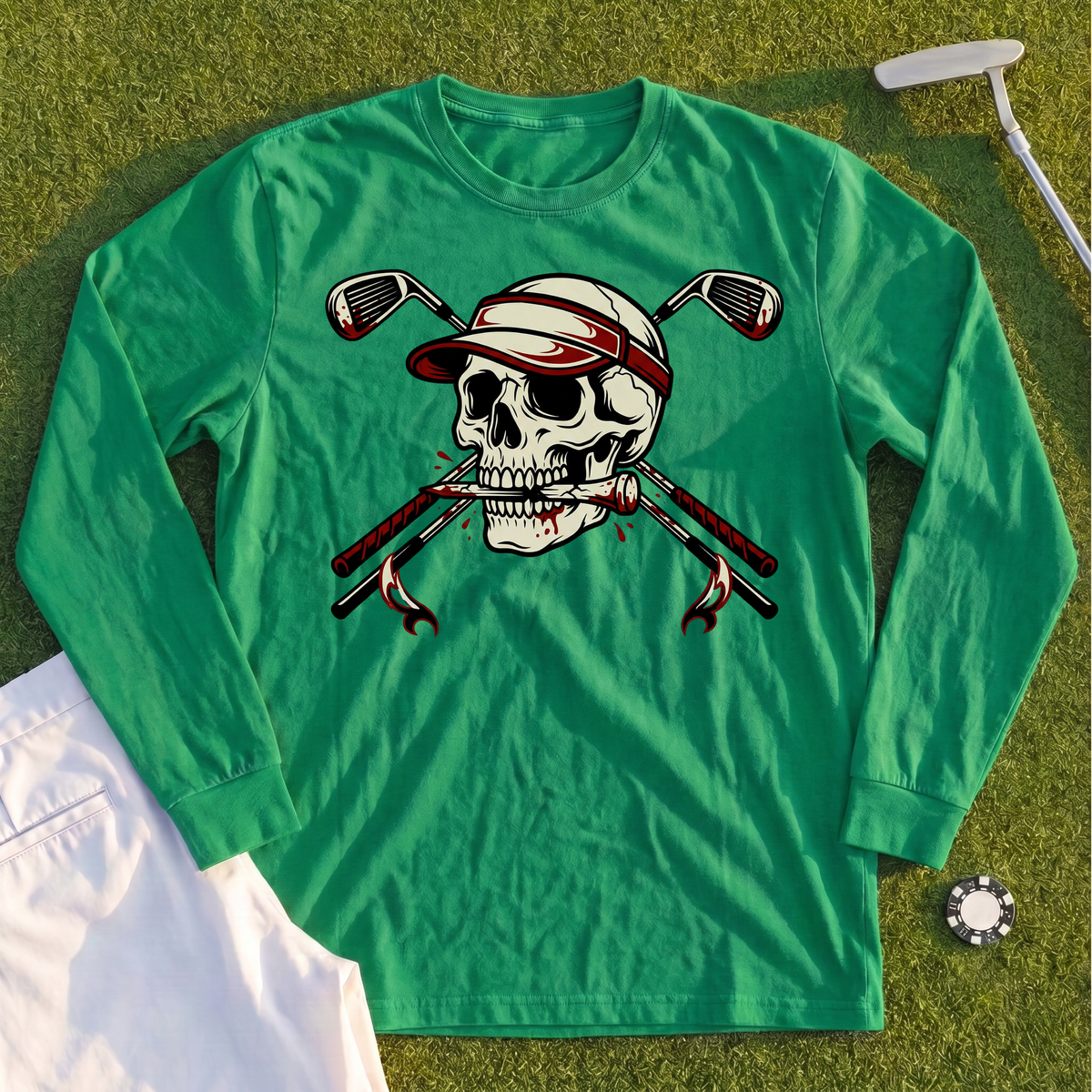 Skull and Cross Clubs Color Long Sleeve Tee