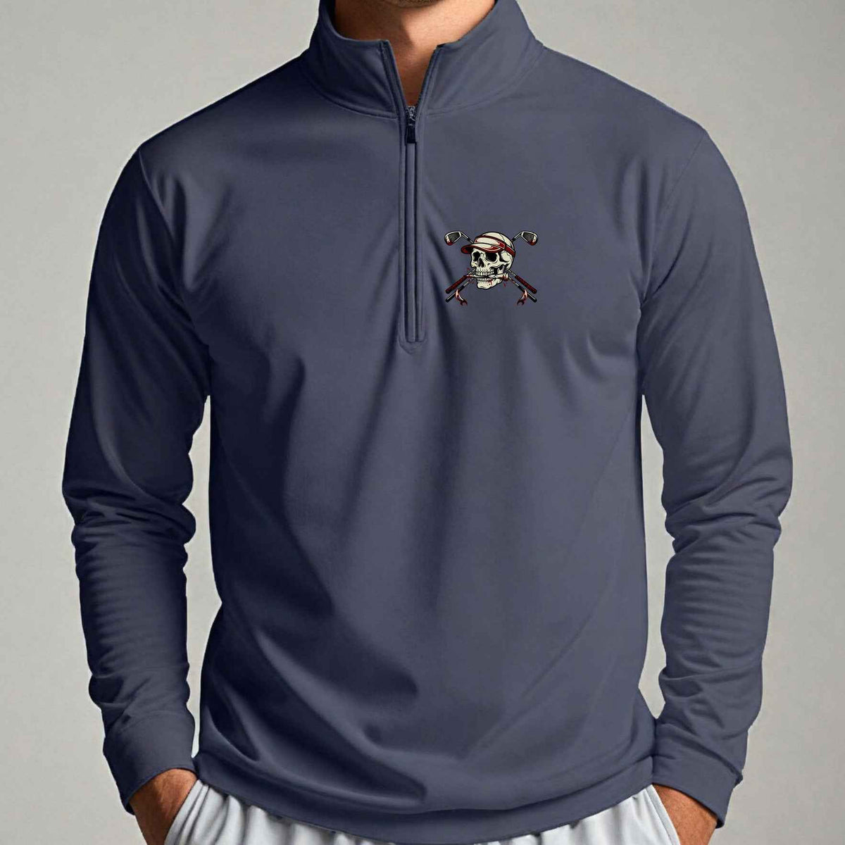 Skull and Cross Clubs Color Quarter Zip worn
