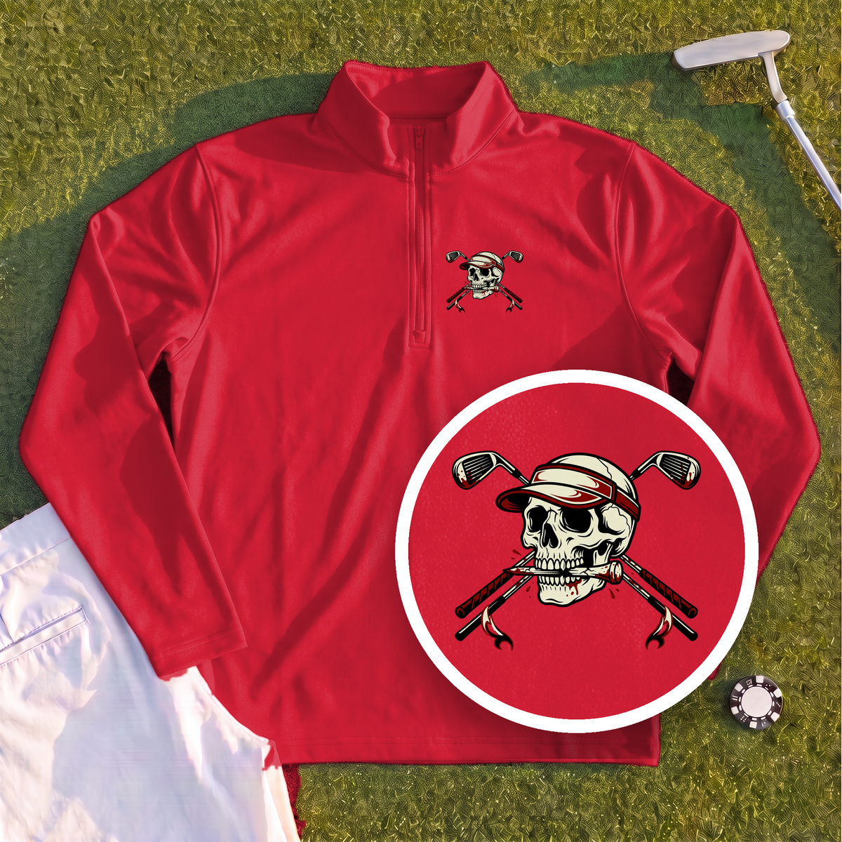 Skull and Cross Clubs Color Quarter Zip