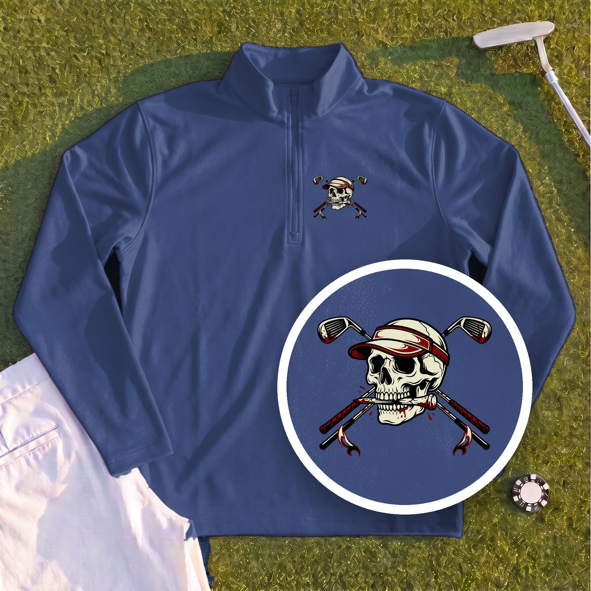 Skull and Cross Clubs Color Quarter Zip
