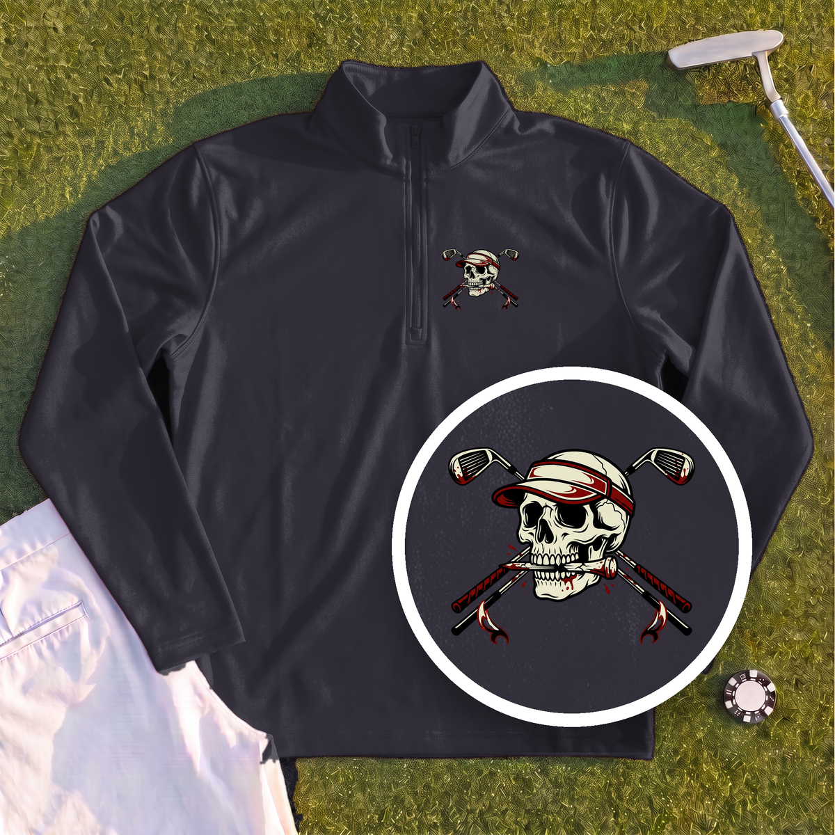 Skull and Cross Clubs Color Quarter Zip