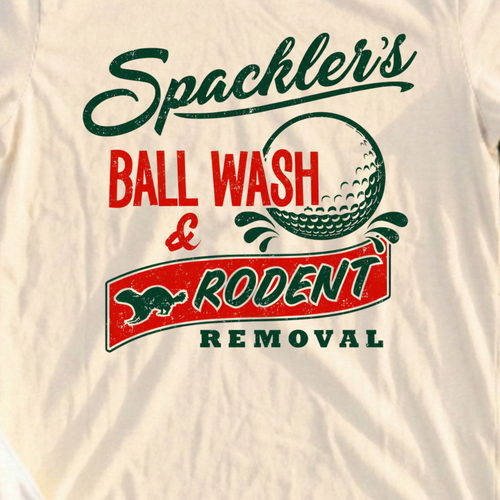 Spackler's Ball Wash Tee, print close-up on Natural