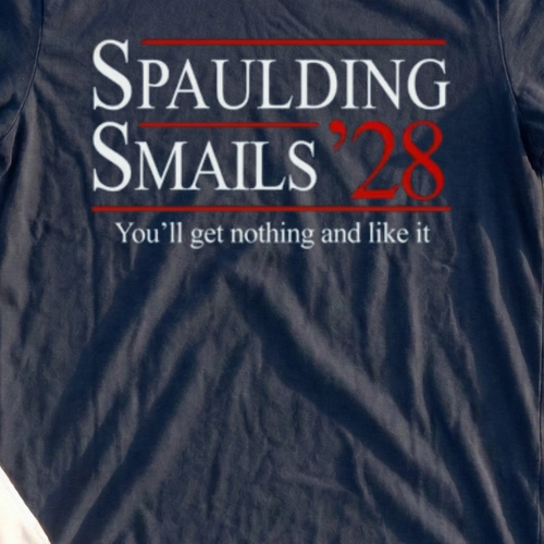 Spaulding Smails 28 Tee, print close-up on Navy