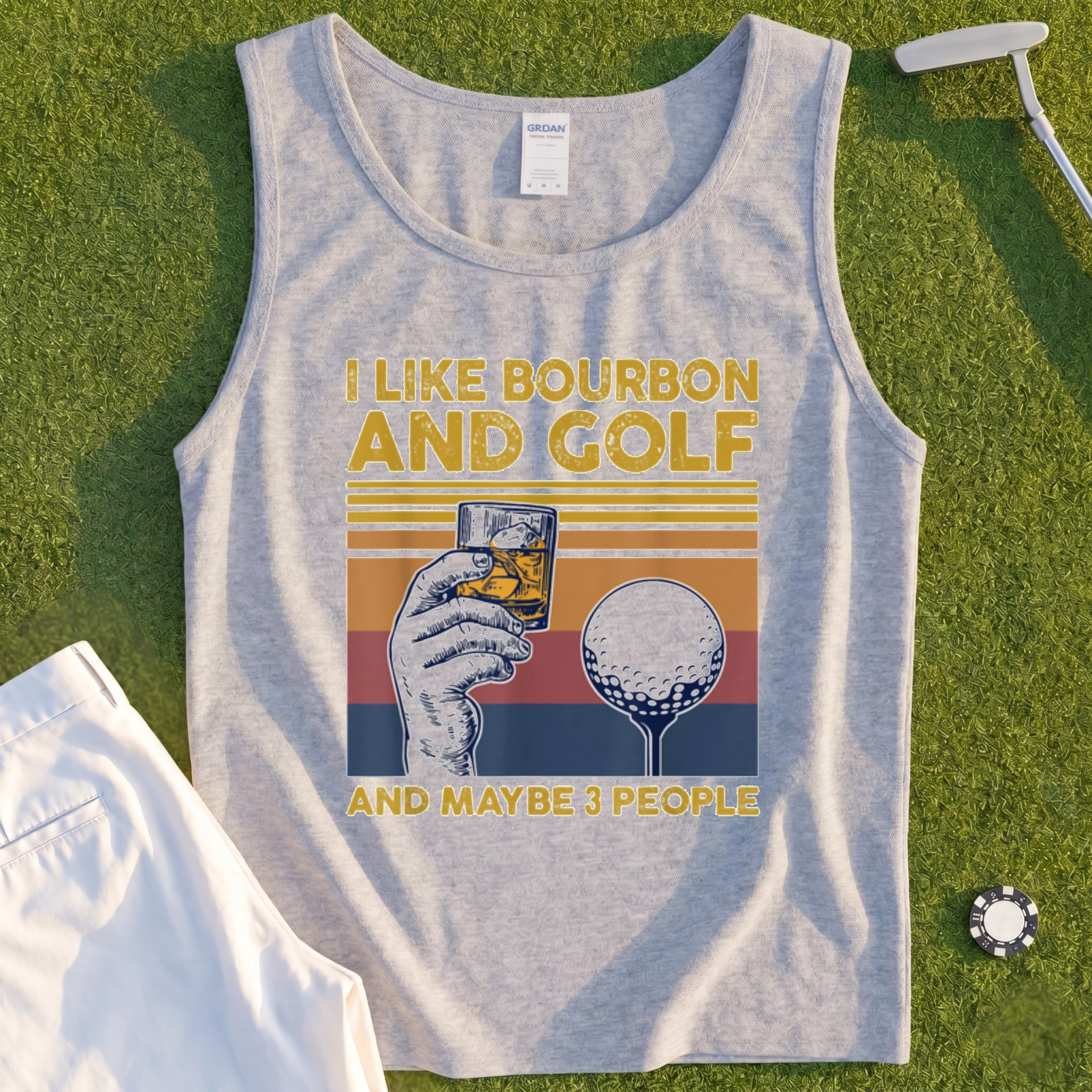 I Like Bourbon and Golf Tank - Sport Grey