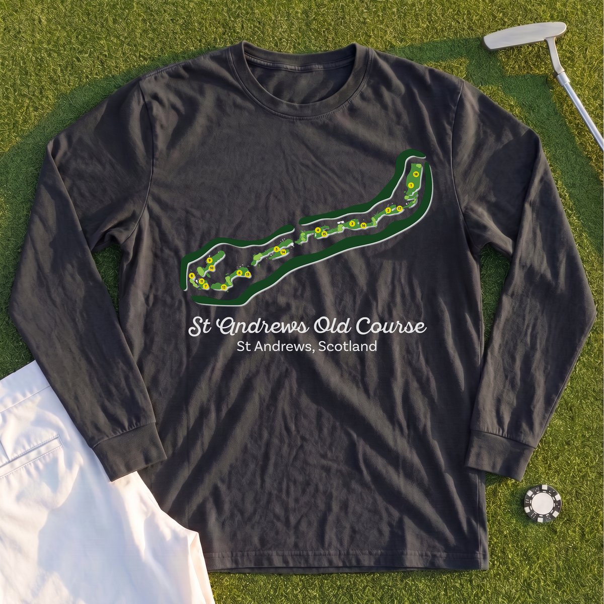 St Andrews Course Map Long Sleeve Tee