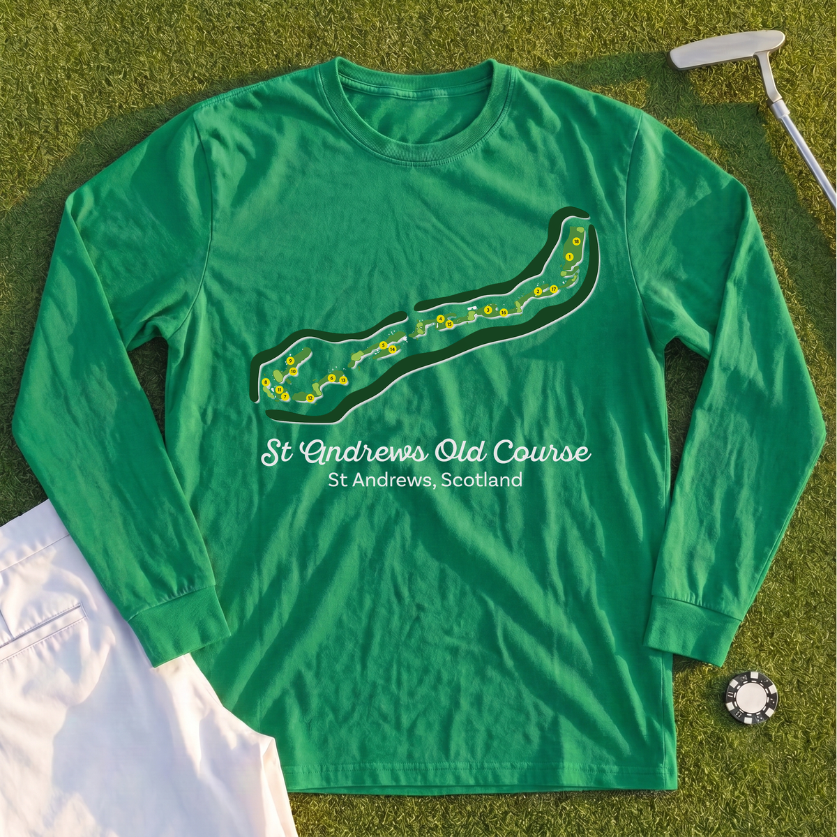 St Andrews Course Map Long Sleeve Tee
