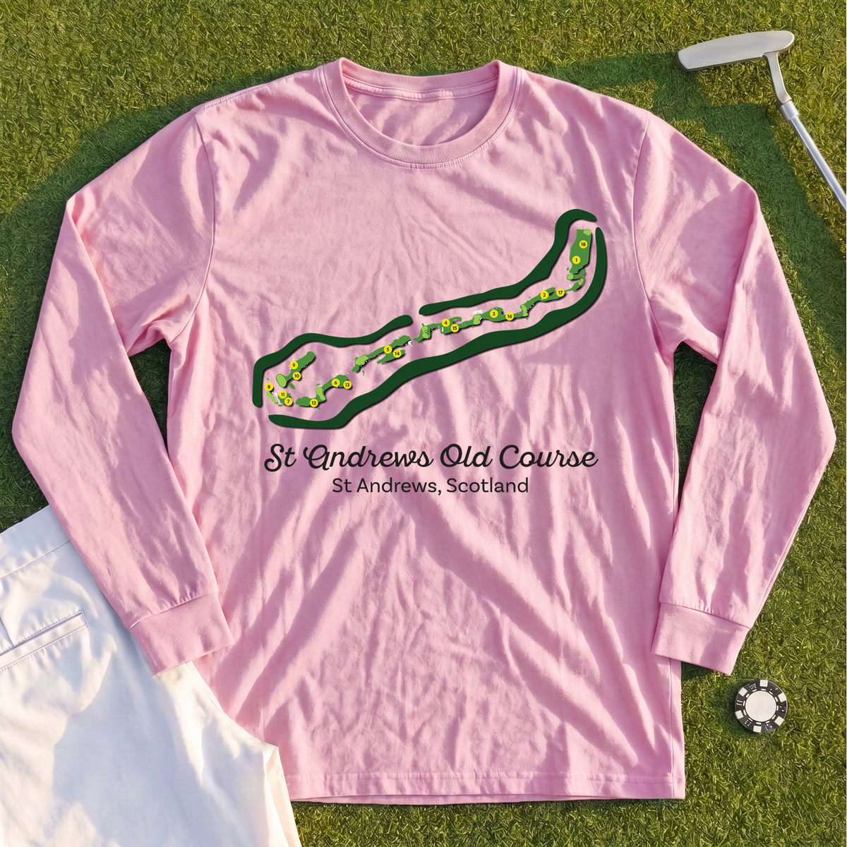 St Andrews Course Map Long Sleeve Tee