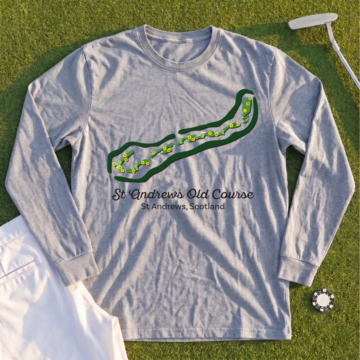 St Andrews Course Map Long Sleeve Tee