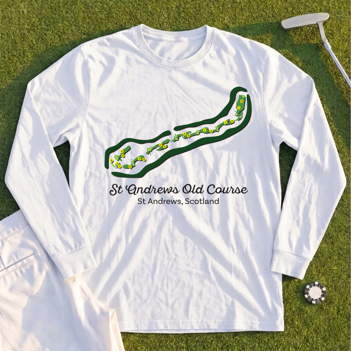 St Andrews Course Map Long Sleeve Tee