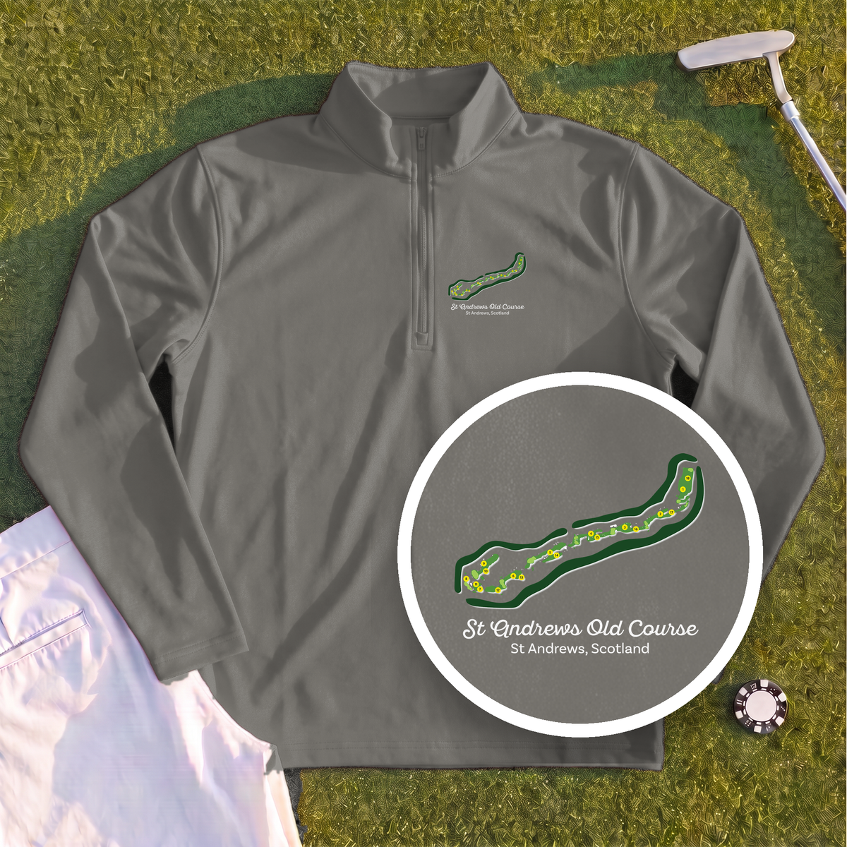 St Andrews Course Map Quarter Zip