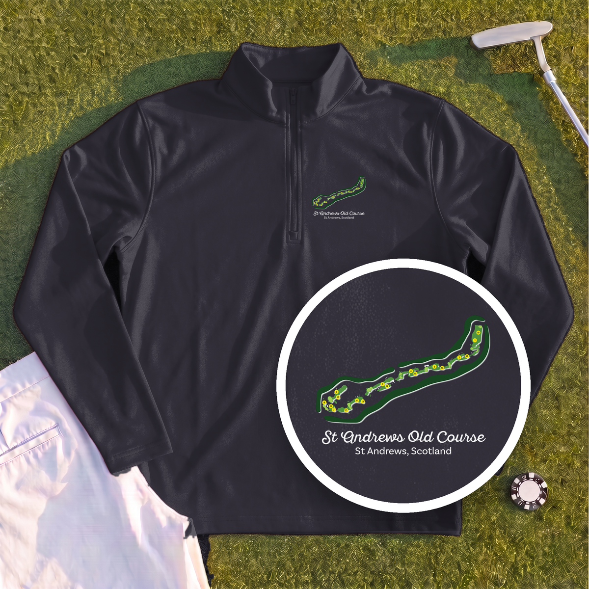St Andrews Course Map Quarter Zip