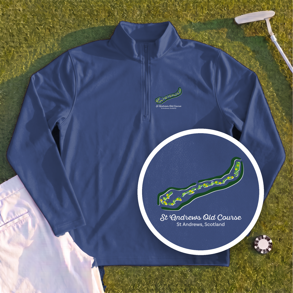 St Andrews Course Map Quarter Zip