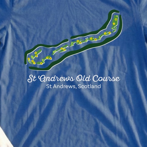 St Andrews Course Map Tee, print close-up on Royal