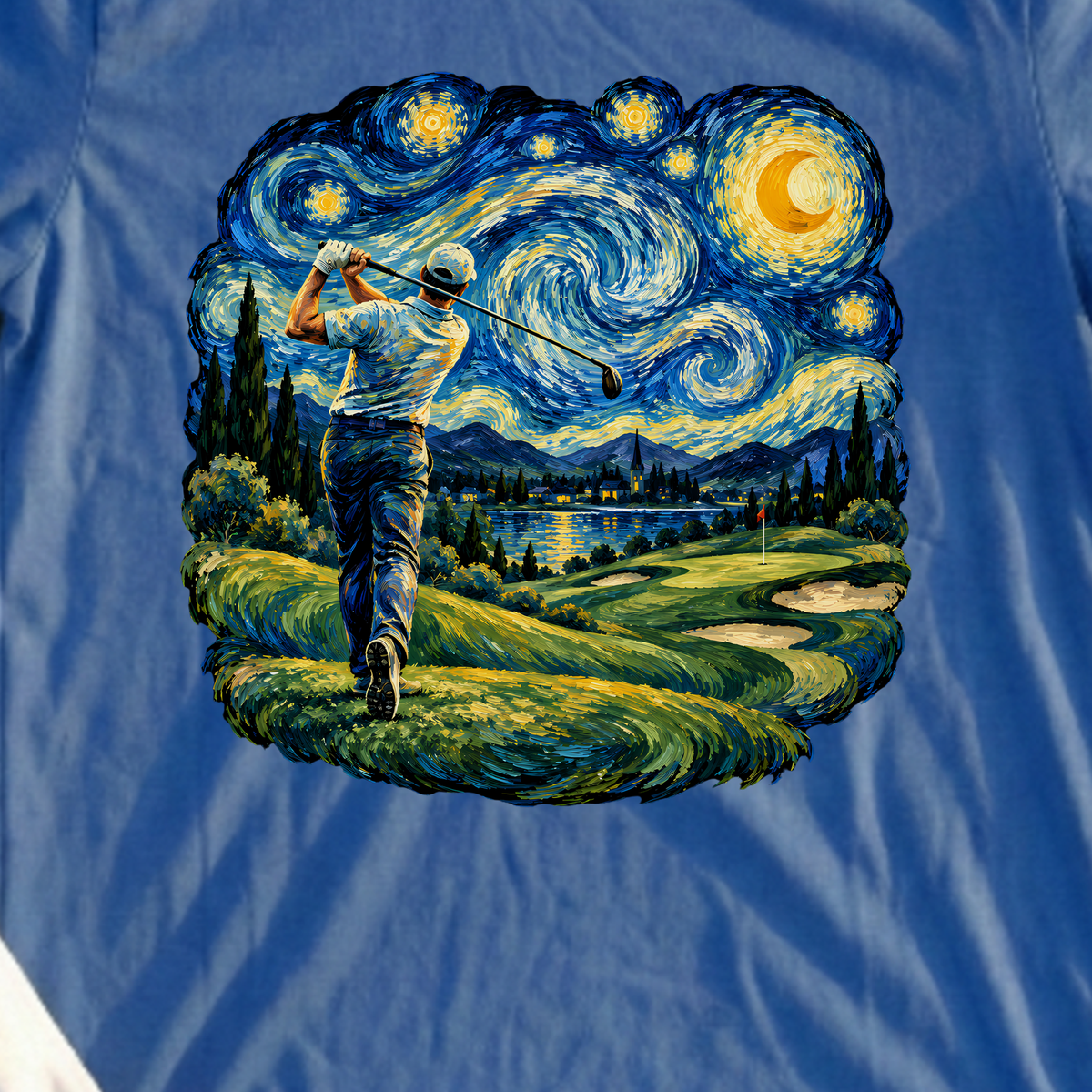 Starry Night Swing Tee, print close-up on Royal