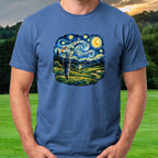 Starry Night Swing Tee worn on the golf course, Royal