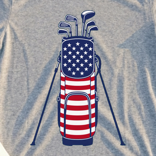 Stars And Stripes Carry Bag Tee, print close-up on Sport Grey