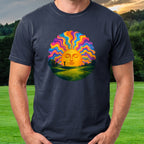 Sunrise Service Tee worn on the golf course, Navy