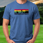 Swing Hard Tee worn on the golf course, Royal