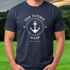 The Flying Wasp Tee worn on the golf course, Navy