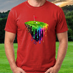 The Green Melts Tee worn on the golf course, Red