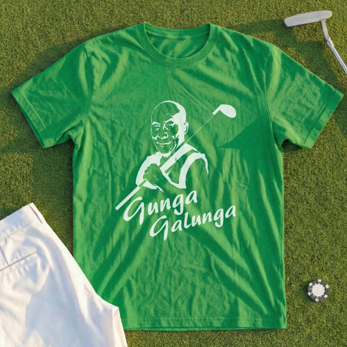 Green t-shirt with portrait and "Gunga Galunga" text.