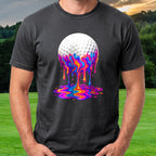 The Melt Down Tee worn on the golf course, Black