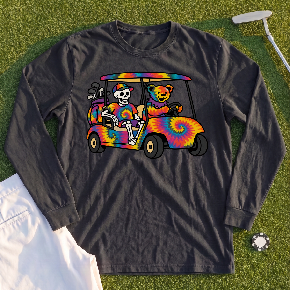 Tie Dye Golf Cart Long Sleeve Tee