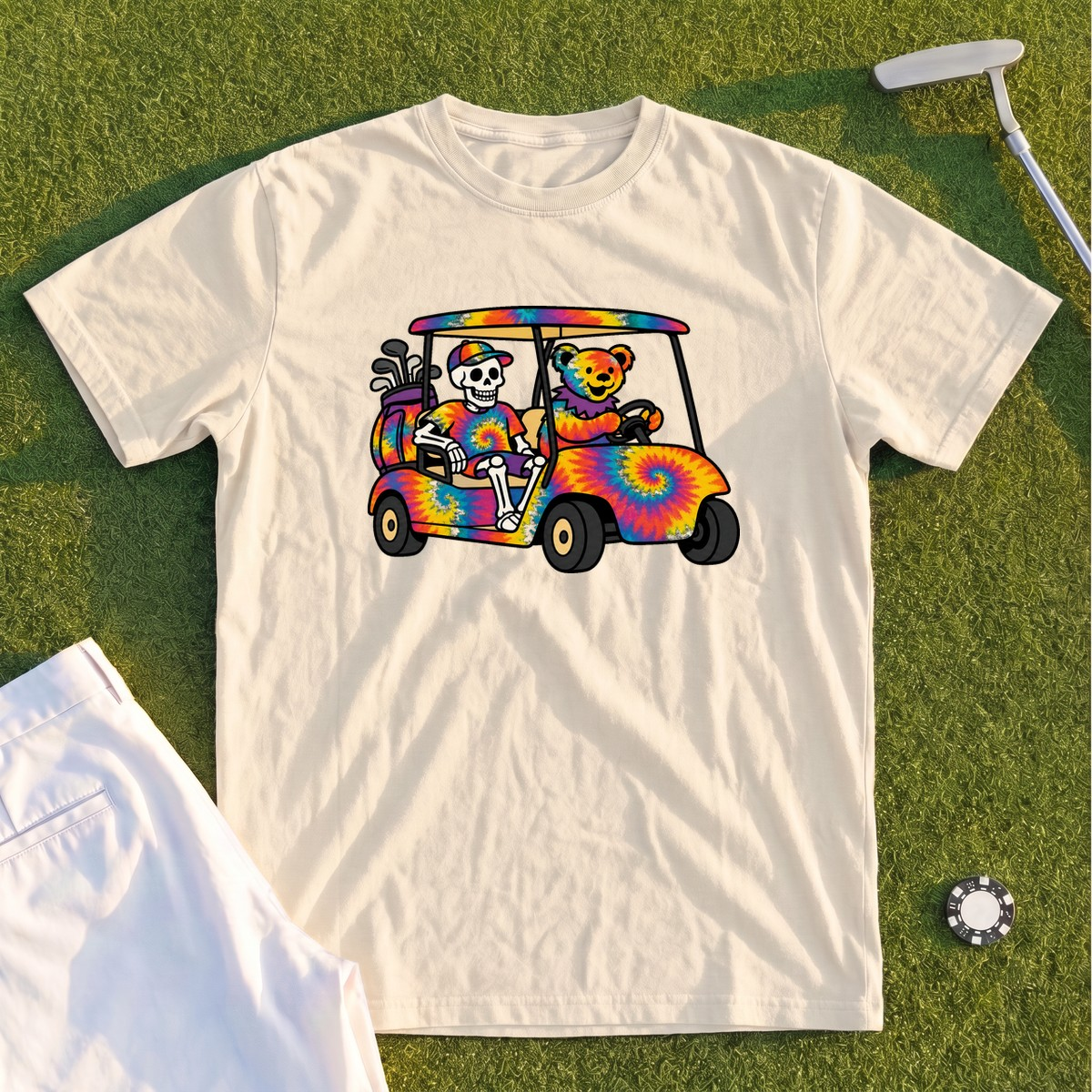 Tie Dye Golf Cart Premium Tee