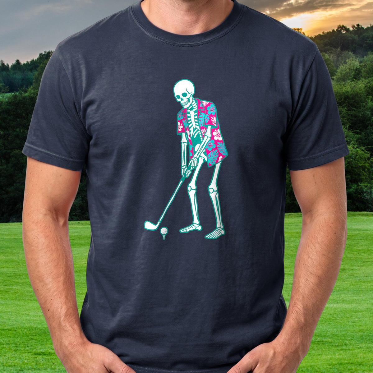 Tropical Skeleton, Driving Off The Tee worn on the golf course, Navy